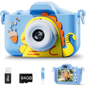 Kids Camera for Girls, Toddler Digital Camera with 64G SD Card, 48 MP HD 1080P IPS Screen Dual Video Camera Toy for Kids, Christmas Birthday Gifts for Boys and Girls, Pink