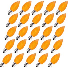 25 Pack Replacement c7 LED Halloween Light Bulbs Shatterproof C7 Led Light Bulbs 1W Mini Bulb Candelabra E12 Base Decor Purple Light Bulbs, String Lights, Window Candle Indoor Outdoor