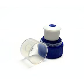 Push Pull Replacement Caps for Bottles (10) | 28mm | Pull Top Cap Fits Major Water Bottle and Soda Brands | Made in USA | 10 Pcs Reusable Blue & White Twist Screw Lids