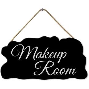KPSheng Vintage Makeup Room Door Sign/Plaque 6"x12" Hanging Wall Art Makeup Art Home Wood Decor, Decorative Funny Sign,Garden Sign