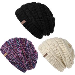FURTALK Winter Slouchy Beanie Hat for Women Warm Cable Knit Strench Skull Cap