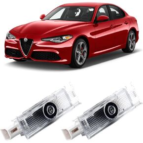 TFSOTLY Never Fade Alfa Romeo Door Light Logo, Projection Ghost Shadow Welcome Puddle Light Compatible with Stelvio Mito Giulietta Giulia 147 159 Accessories (White) in Kuwait