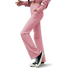 Girl's Flare Leggings with Pockets High Waisted Yoga Pants Kids Dance Pants Bootcut Pants Activewear for Teens