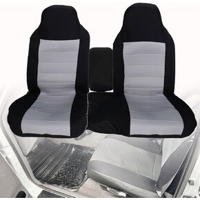 GXARTS قطعتان من غطاء مقعد المقعد الخلفي العالي 60/40 باللونين الأسود والرمادي متوافق مع Ford Ranger 2004 2005 2006 2007 2008 2009 2010 2011 2012 (بدون غطاء وحدة التحكم)