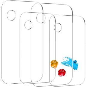 Vertexly 4Pcs Acrylic Paint Palette,Paint Pallet,Art Palette,for DIY Art or Oil Watercolor Painting Palette (Clear)