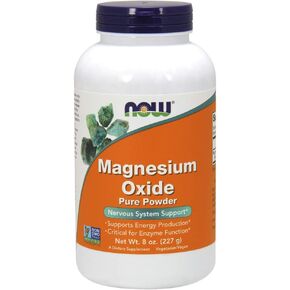 NOW Magnesium Oxide Powder, 8-Ounce (Pack of 2)