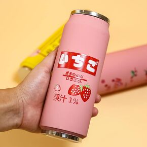 Kawaii Water Bottles Stainless Steel Water Bottle Kawaii Water Bottle with Straw Japanese Water Bottle Insulated (500ml/16.12oz，White lychee)
