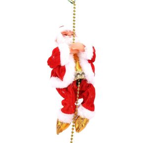 Electric Climbing Santa Claus On Beads Chain Moving, American Santa Decoration Climbing Up and Down with Singing Music for LED Christmas Tree Ornaments Hanging Decor Xmas Gift in Kuwait