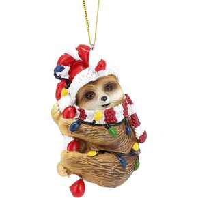 Christmas Sloth Ornament, Festive Home Decoration, Hanging Tree Accessory for Animal Lovers, 3 Inches