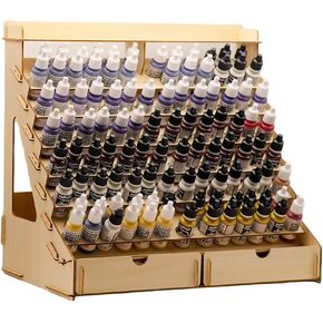 Craft Paint Storage-Modular Paint Organizer - Holds 74 Bottles of Paints, 14 Brushes, 2 Cabinets, and 6 Miniature Stands - Art Tool Storage Rack for Miniature Paint Set