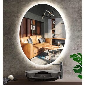 Bathroom Wall Mount Oval Mirror, 23.6 X 31.5inch, Aluminum, Fogless, Adjustable, Lighted, 3 Color Backlit