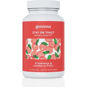 Gemma Stay On Tract Cranberry Supplement - Urinary Tract Support for Women - 36mg of Cranberry PACs and 1,000mg of D-Mannose 60 Count (Pack of 1)
