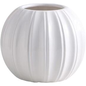 LOGOFUN Fall Pumpkin Planters Ceramic Pumpkin Vase Ceramic Flower Pot for Home Party Decor Flower Arrangements-White