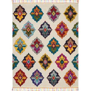 Nourison Moroccan Casbah Bohemian Ivory/Multicolor 7'10'' x 10'6'' Area-Rug, Easy-Cleaning, Non Shedding, Bed Room, Living Room, Dining Room, Kitchen (8x11)