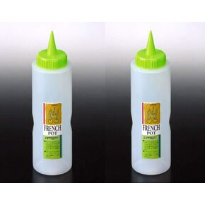 JapanBargain 3271x2, Set of 2 Squeeze Bottles Japanese Squirt Condiment Bottles Ketchup Bottle, 11 ounce, Made in Japan, Lime Cap