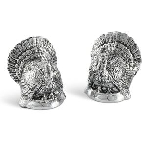 Arthur Court Turkey Salt and Pepper Shaker Aluminum Metal 2.25 inches Tall - Perfect for your Thanksgiving table