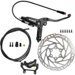 Meteorolite Zoom HB-890E Ebike Front Hydraulic Brakes, 2-PIN 4-Pistons Power-Off Hydraulic Brake Set with 160mm Rotor, 2024 New Upgrade Pre-Bled with Mineral Oil Electric Bike Hydraulic Brakes