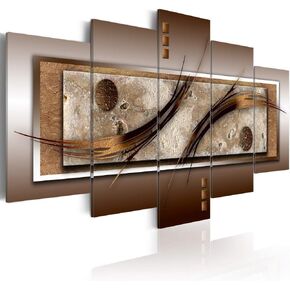 Abstract Canvas Prints Wall Art Burgundy Elegance Picture Contemporary 5 Panels Painting Home Decor Framed Giclee Artwork Decoration for Living Room (CL06, Small W40" x H20")