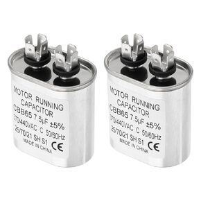 PATIKIL 7.5uF 7.5MFD 370-440V Dual Round Run Capacitor, 2Pcs CBB65 Capacitors AC Motor Start Capacitor for Air Conditioner or Heat Pump Condenser Straight Cool
