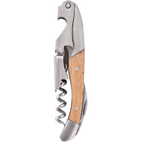 True Double Hinged Waiters Foil Cutter, Manual Bottle Opener, Key for Servers, Travel Corkscrew, Wine Tool, Set of 1, Timber Wood