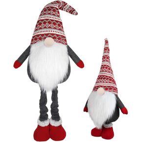 D-FantiX Large Standing Christmas Gnomes, 40 Inch Swedish Tomte Large Gnome Stuffed Plush with Retractable Spring Legs Knitted Hat Scandinavian Christmas Decorations Ornaments Holiday Home Decor