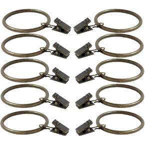 AKOAK Iron Metal Curtain Rings,1-3/4 Inches Interior Diameter Decorative Drapery Rings Curtain Clip Rings with Strong Clips,Set of 20 (Polished Nickel)