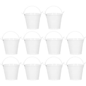 Small Metal Buckets, 10PCS Small Tin Bucket Mini Buckets Small Galvanized Buckets Christmas Tin Buckets Candy Bucket for Balcony, Windowsill, Desk(Pink)
