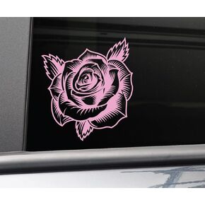 Rose Vinyl Decal Laptop Car Truck Bumper Window Sticker, 5.5'' x 5'', Pink