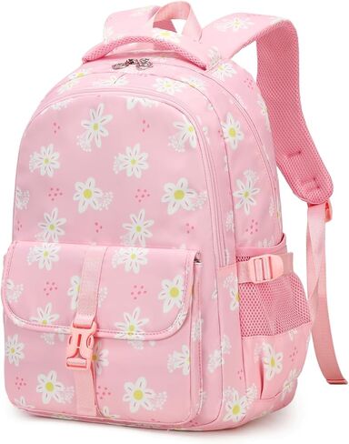 Girls Backpack Daisy Prints Backpack Cute Bookbag Elementary Middle Students Schoolbag,Black Casual Teens Backpack in Saudi Arabia