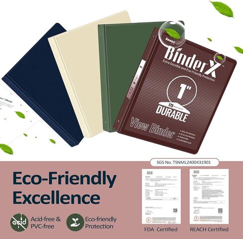 Sooez 2 Pack BinderX 3 Ring Binder 1 Inch, 𝗘𝘅𝘁𝗿𝗮 𝗗𝘂𝗿𝗮𝗯𝗹𝗲 1 Inch Binders 3 Ring Holds 700 Sheets, PVC Free Clear View Binders 1 Inch, Three Ring Binder for School & Office Supplies, A4 in Saudi Arabia