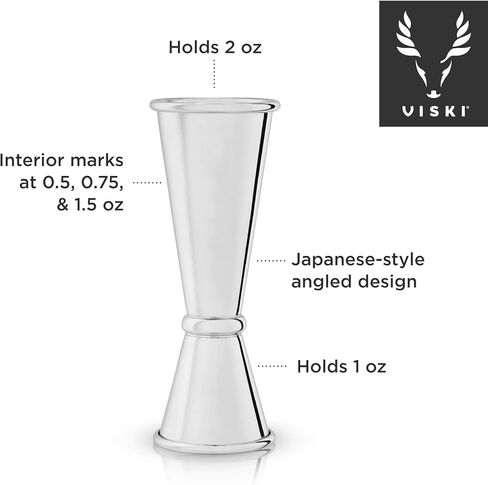 جيجر مزدوج من فيسكي مع قياسات داخلية، جيجر كوكتيل من الفولاذ المقاوم للصدأ، طراز جيجر ياباني، جيجر للنقاة، جيجر 2 أونصة 1 أونصة in Kuwait