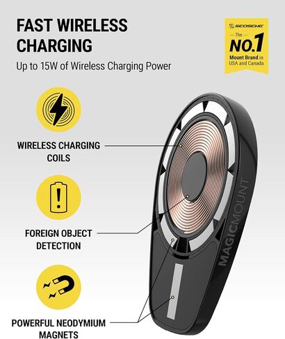 Scosche MPQ6DV-SP Magnetic Phone Holder for Car Dashboard/Vent, 20W Wireless Fast Car Charger Phone Stand, Hands Free Cell Phone Mount Compatible w/iPhone 15/14/13/12 Series and MagSafe Accessories in Saudi Arabia