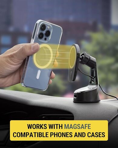 Scosche MPQ6DV-SP Magnetic Phone Holder for Car Dashboard/Vent, 20W Wireless Fast Car Charger Phone Stand, Hands Free Cell Phone Mount Compatible w/iPhone 15/14/13/12 Series and MagSafe Accessories in Saudi Arabia