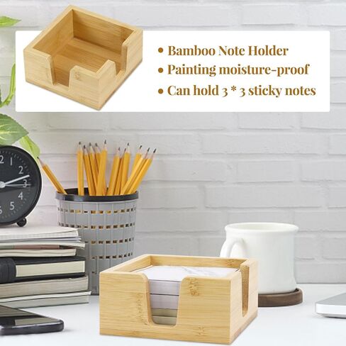 MultiBey Sticky Notes Memo Pad Holder Dispenser Original Wood Color Bamboo Desk Supplies Organizer Accessories for Office Home Schools in Saudi Arabia