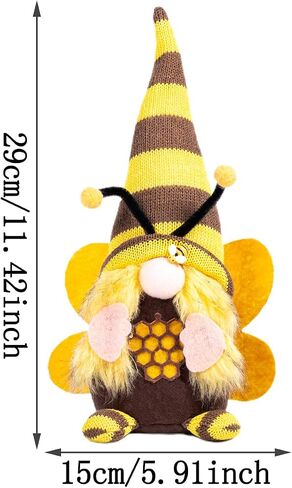 Large Bumble Bee Gnomes Plush - Handmade Honey Bee Swedish Dwarf Doll Spring Home Decor, Farmhouse Kitchen Party Ornaments World Bee Day Decorations Gifts, Yellow02 in Saudi Arabia