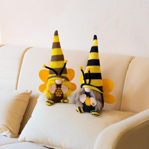 Large Bumble Bee Gnomes Plush - Handmade Honey Bee Swedish Dwarf Doll Spring Home Decor, Farmhouse Kitchen Party Ornaments World Bee Day Decorations Gifts, Yellow02 in Saudi Arabia