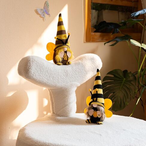Large Bumble Bee Gnomes Plush - Handmade Honey Bee Swedish Dwarf Doll Spring Home Decor, Farmhouse Kitchen Party Ornaments World Bee Day Decorations Gifts, Yellow02 in Saudi Arabia