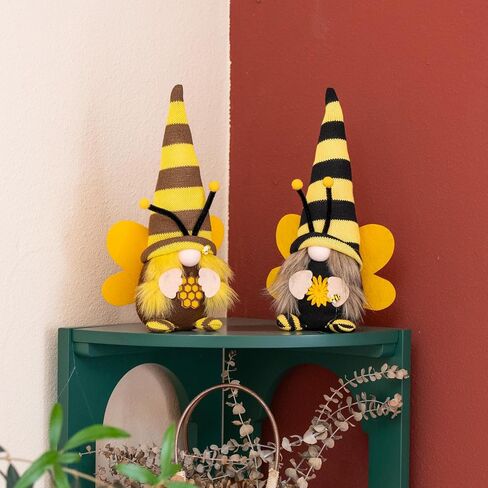 Large Bumble Bee Gnomes Plush - Handmade Honey Bee Swedish Dwarf Doll Spring Home Decor, Farmhouse Kitchen Party Ornaments World Bee Day Decorations Gifts, Yellow02 in Saudi Arabia