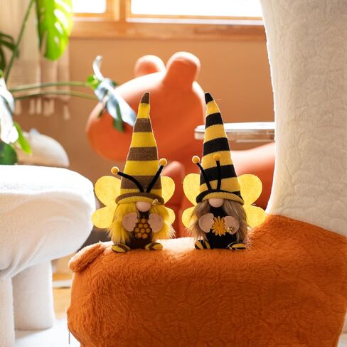 Large Bumble Bee Gnomes Plush - Handmade Honey Bee Swedish Dwarf Doll Spring Home Decor, Farmhouse Kitchen Party Ornaments World Bee Day Decorations Gifts, Yellow02 in Saudi Arabia