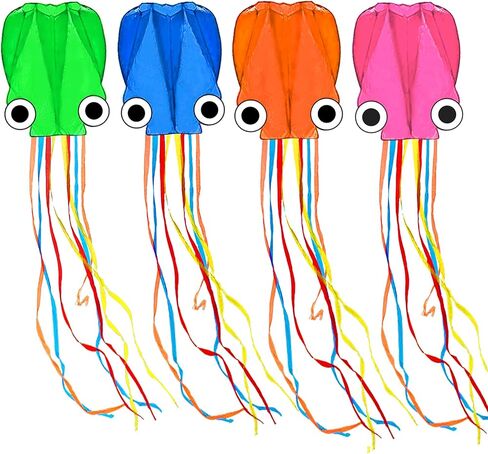 Octopus Kites for Kids & Adults Easy to Fly, 24"x 158" Large Soft Kite Kit for Boys and Girls, Single Line 3D Beach Kite Set for Teens, it Comes with 300FT Kite Handle in Kuwait