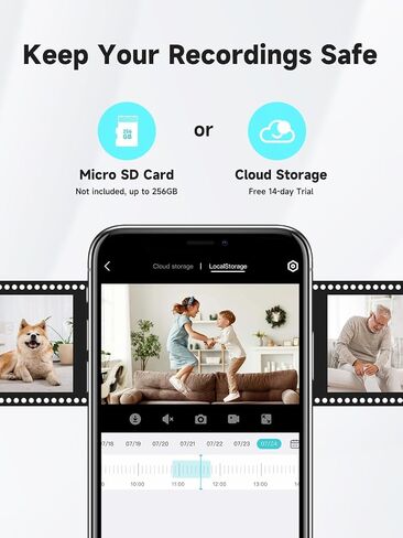 Indoor Camera, 5G & 2.4G WiFi Pet Camera with Phone APP,Security Cameras for Home with 360° Pan&Tilt,Night Vision,Motion Detection,2 Way Audio,SD or Cloud Storage,Work with Alexa in Saudi Arabia