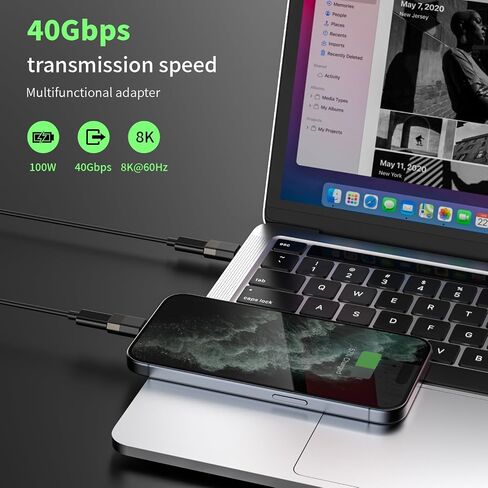 محول USB C 90 درجة (2 حزمة)، محول USB C بزاوية قائمة 100 وات، محول USB C ذكر إلى أنثى 40 جيجابت في الثانية يدعم Thunderbolt 4/3 لأجهزة الكمبيوتر المحمول/iPad/Steam Deck/Switch/PC/Type-C وما إلى ذلك. in Kuwait