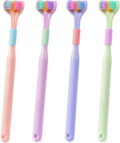 HEITIGN الصحة والجمال حزمة من 2 3 4 فرشاة أسنان ثلاثية الجوانب فرشاة أسنان ذات شعيرات ناعمة للبالغين على شكل حرف V فرشاة أسنان للتنظيف غير قابلة للانزلاق 24 * 16 * 4 سم (4 قطع) in Kuwait