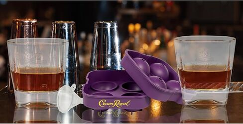 قالب ثلج كراون رويال مع 2 كأس ويسكي متوافق مع الترخيص الأصلي - ملحقات ويسكي ممتازة in Kuwait