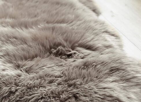 100% Genuine Long Wool Sheepskin Rug, Luxury New Zealand Sheepskin, Natural Silky Soft Lamb Skin, Thick & Fluffy, Long Runner for Bedroom & Living Area, 2x3 ft. (Black) in Saudi Arabia