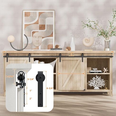 6.6FT Super Mini Cabinet Small Sliding Double Barn Door Hardware Track Kit Apply for Storage Window TV Stand-Fit 20" Wide Door Panel-J Shape Hanger in Saudi Arabia