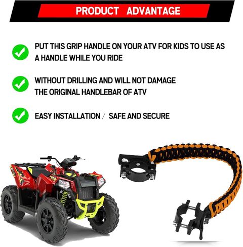 حزام حمل Xislet ATV، عالمي لمقود 0.75-1.37 بوصة متوافق مع Polaris Sportsman Can Am Outlander Honda Foreman Motocycle Bike ATV Paracord مقبض للأطفال in Kuwait