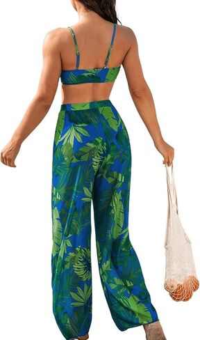 WDIRARA Women's 3 Piece Set Tropical Print High Cut Wrap Front Bikini Swimsuit in Saudi Arabia