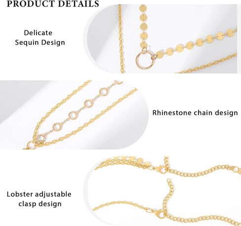 ELABEST Gold Body Chain Bead Crossover Body Chain Sun Pendant Layered Body Chain for Women in Saudi Arabia