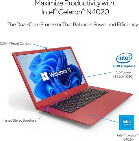 كمبيوتر محمول Core Innovations مقاس 15.6 بوصة عالي الدقة Intel 4GB RAM و64GB SSD مع نظام التشغيل Windows 11 - أزرق in Kuwait